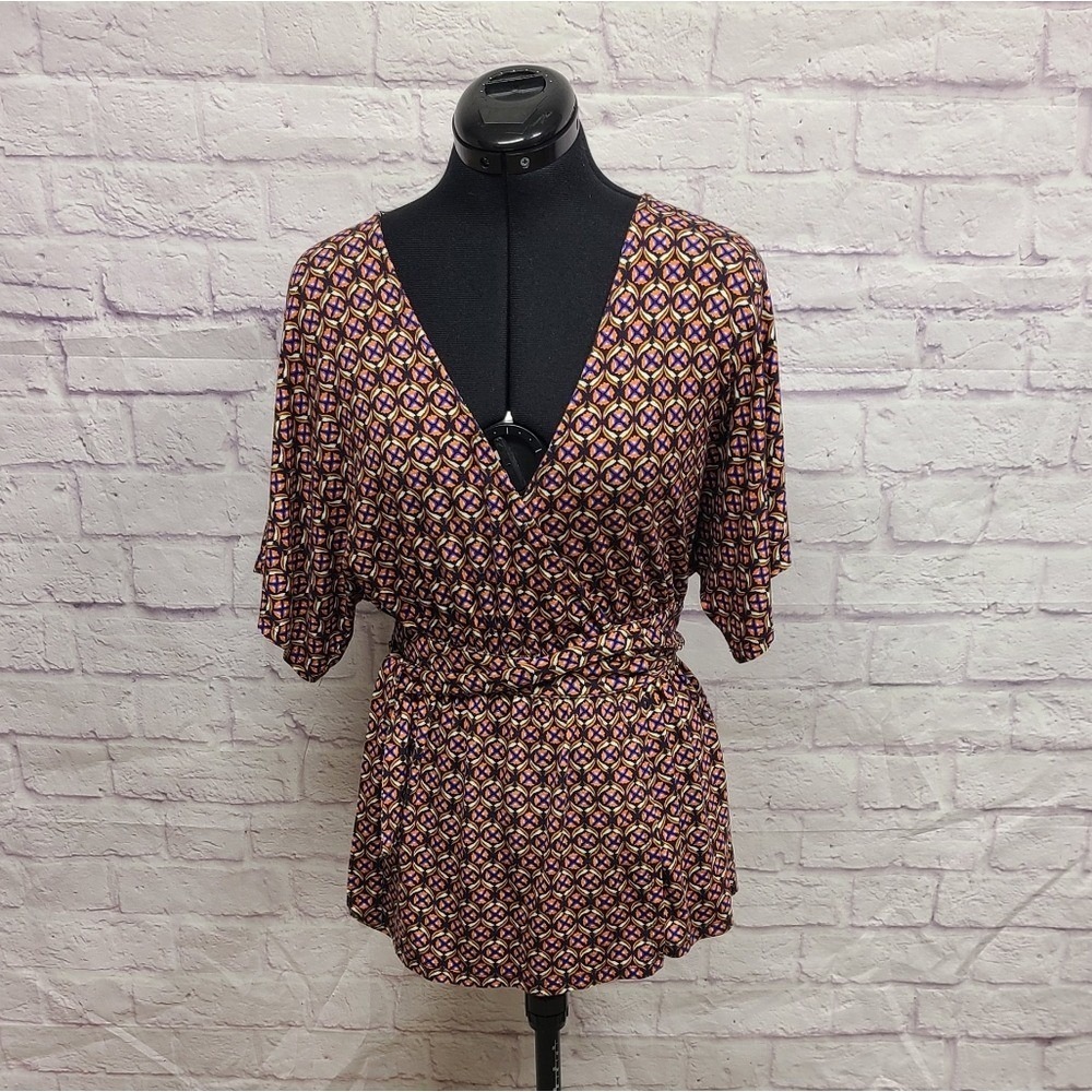 Anthropologie Multicolored Geometric Pattern Blouse Top‎ Size X-Small